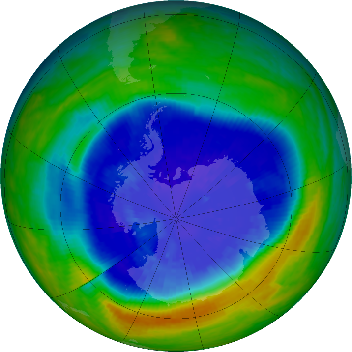Antarctic ozone map for 15 September 2004